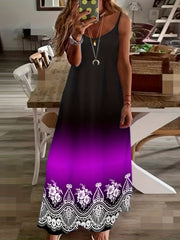 Plus Floral & Ombre Print V-Neck Maxi Cami Dress