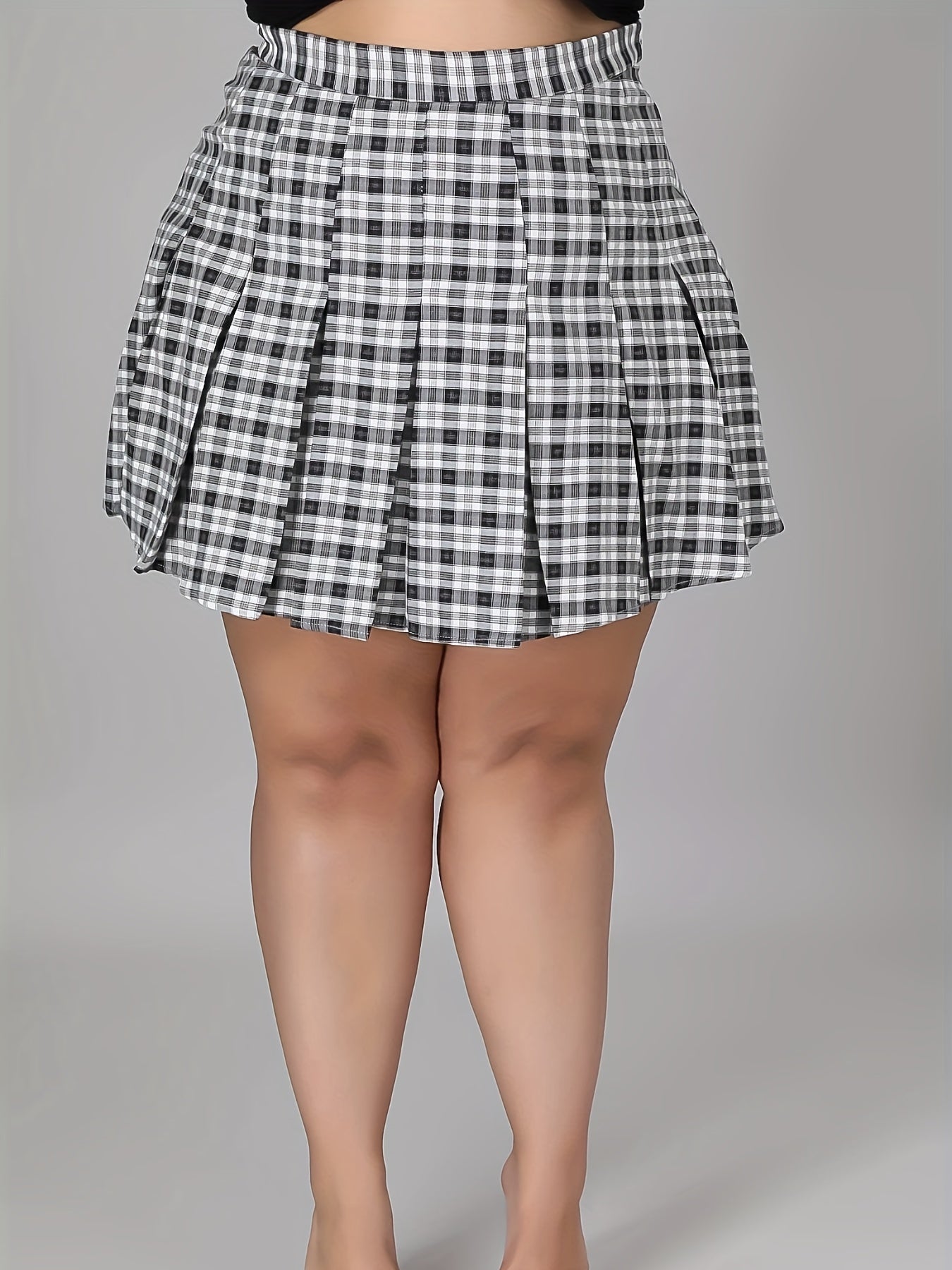 Tie Front Crop Top & Plaid Mini Skirt Set