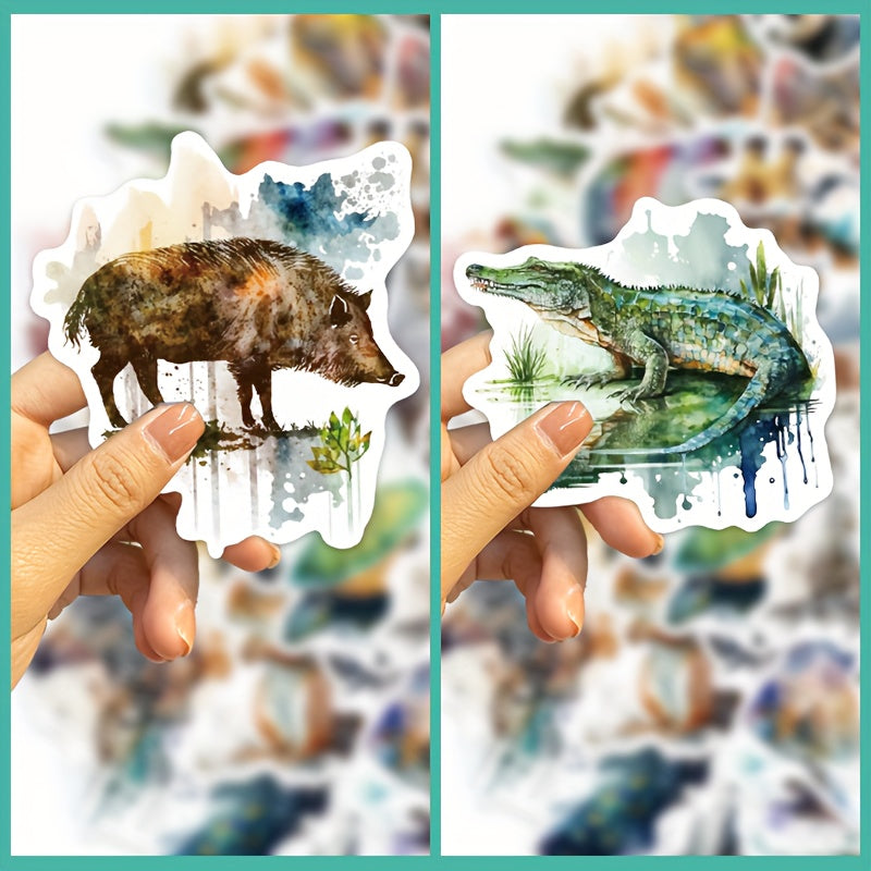 50pcs Watercolor Animal Series Stickers for Laptops and Phones