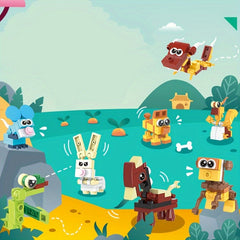 3pcs Animal Building Blocks in Vibrant Colors