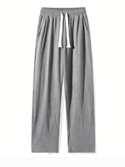 Men's Loose Solid Pants With Pockets Comfy Drawstring Trousers