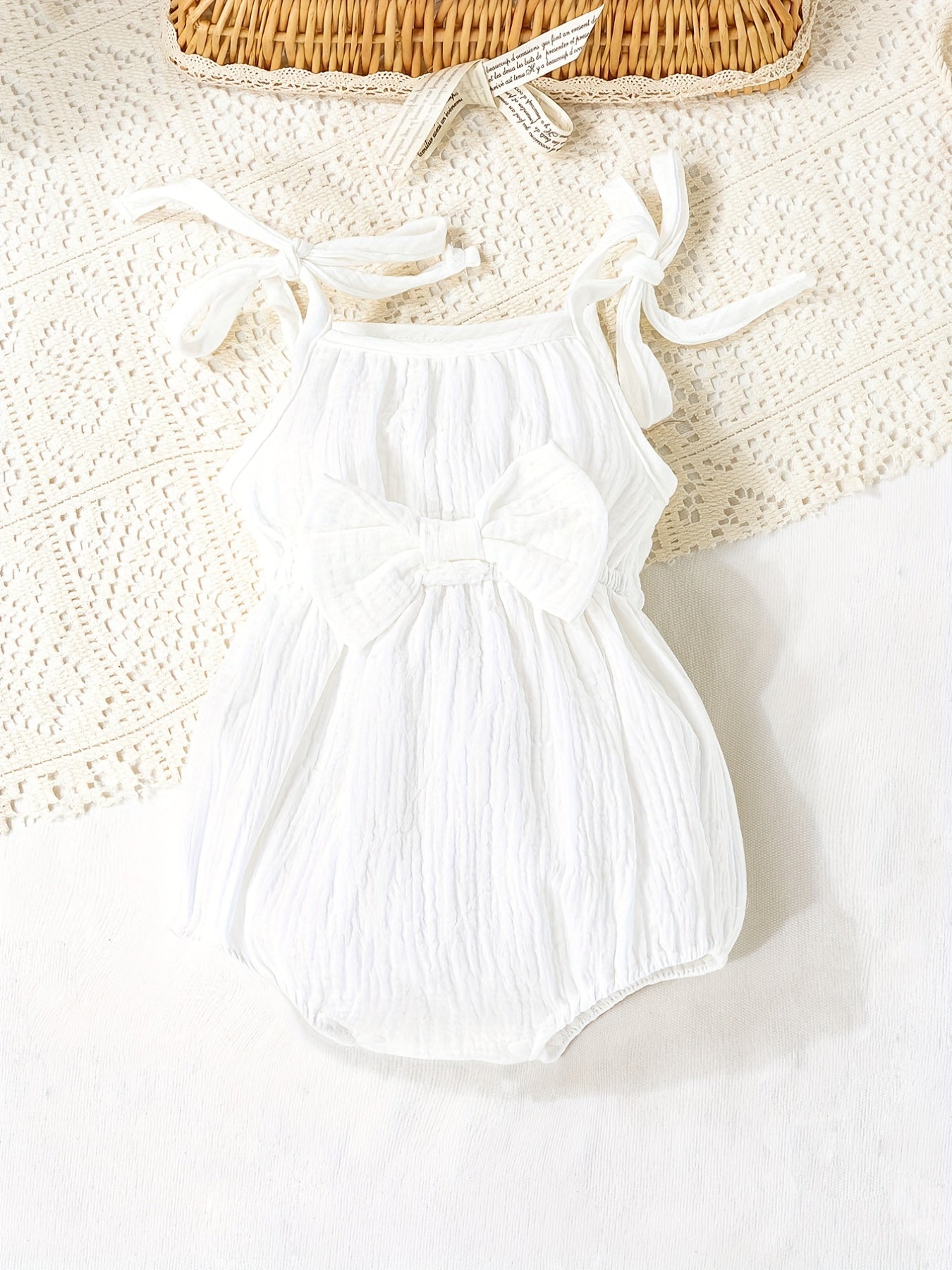 Sweet Infant Baby Girls Bowknot Suspenders Cotton Cami Onesie Romper
