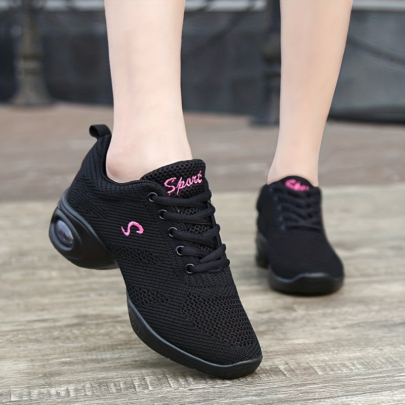 Women's Arch Support Jazz Dance Shoes Lace Up Mesh Sneakers