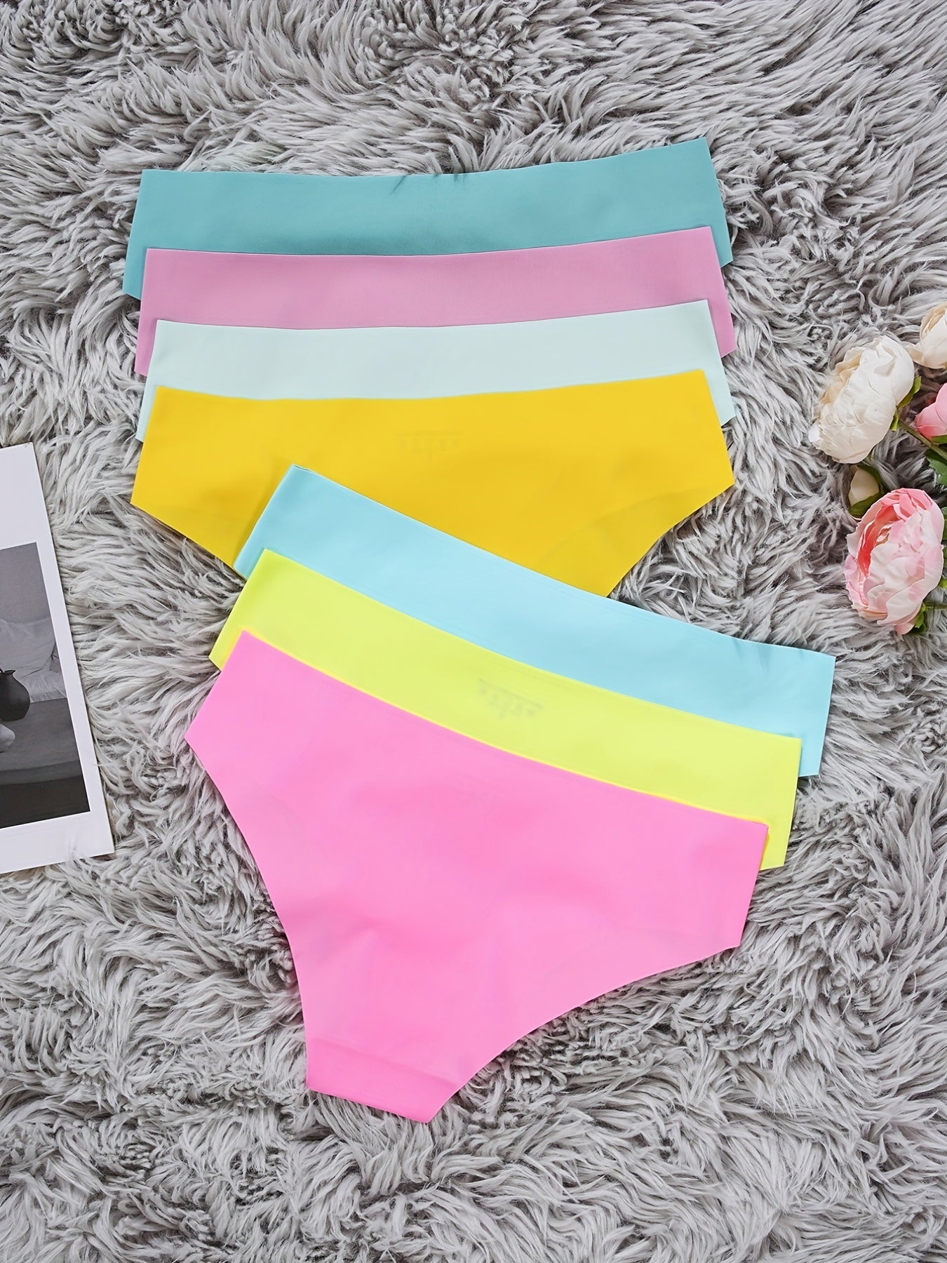 7pcs Seamless Solid Briefs Stretchy Intimates Panties Women's Lingerie