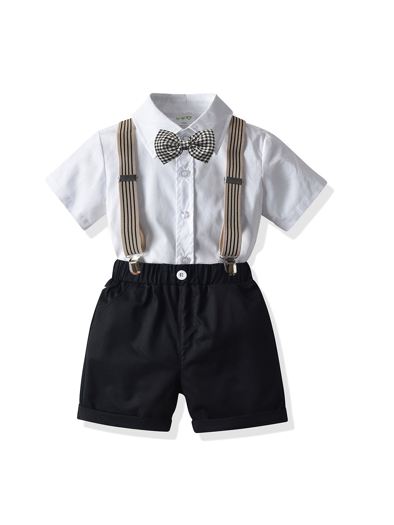 Boys Gentleman Outfit Button Bowtie Shirt & Shorts Set