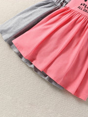 2pcs Toddler Girls Sleeveless Letter & Heart Graphic Cotton Dress