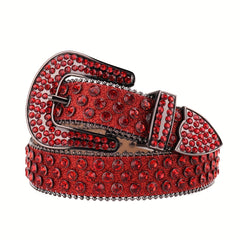 Red Rhinestone Belt Strap for Western Cowgirl Bling Crystal