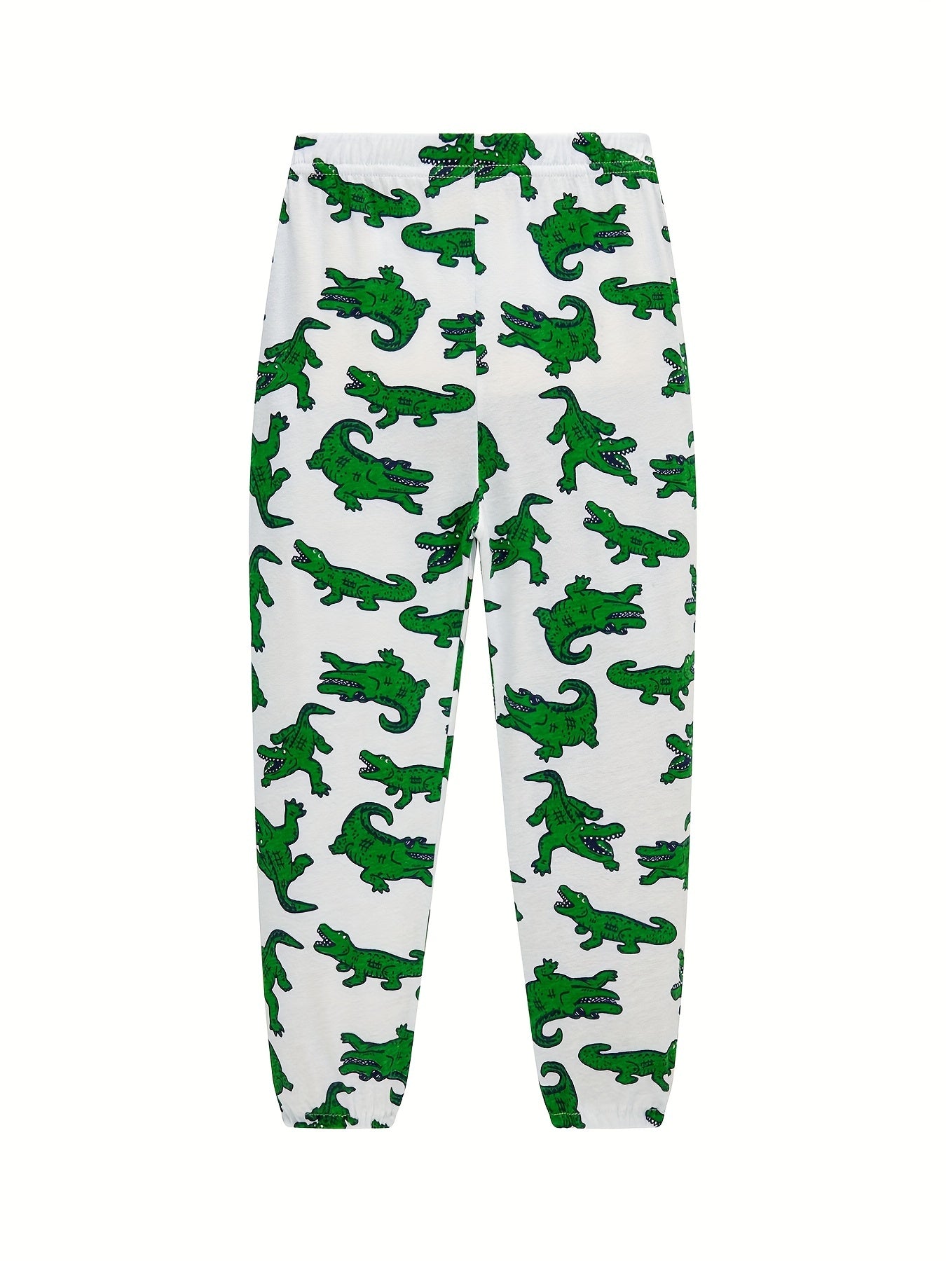 Boys Crocodile Print Pajamas Set Long Sleeve Top & Pants