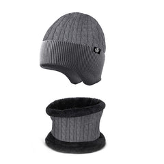 Winter Ear Protection Hat Scarf Fleece Knitted Suit Snow Weather Warm