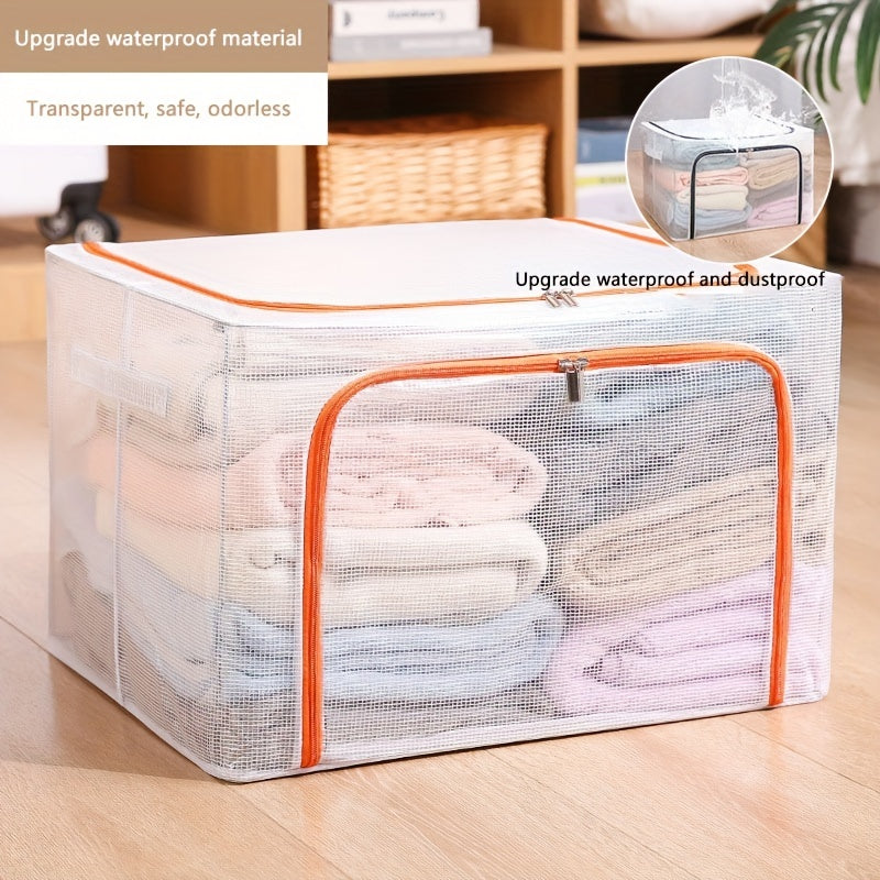 Transparent Mesh Folding Storage Box Wardrobe Dustproof Clothes Organizer