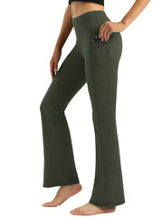 Women's Flare Yoga Pants With Pocket Elastic Waist Hip lifting Leggings