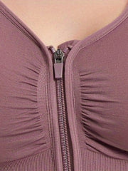 Zip Front Cut Out Back Sports Bra