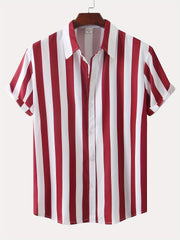 Mens Beach Style Stripe Painting Short Sleeve T-Shirt