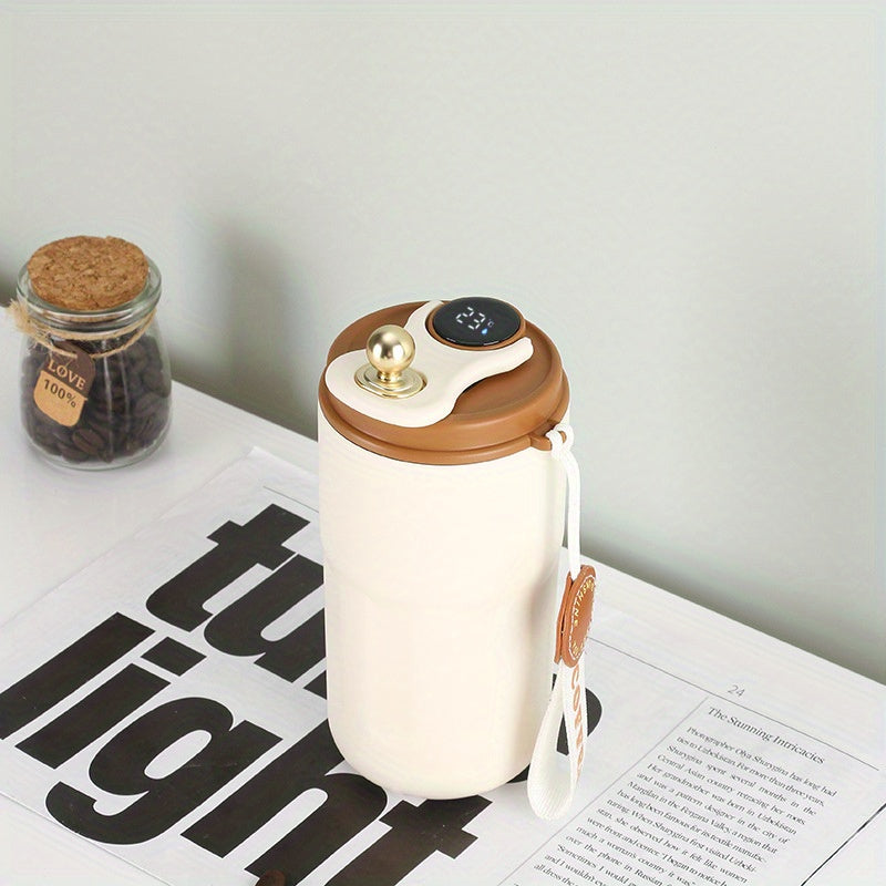 Insulated Stainless Steel Vacuum Cup with Temp Display for Hot & Cold Drinks