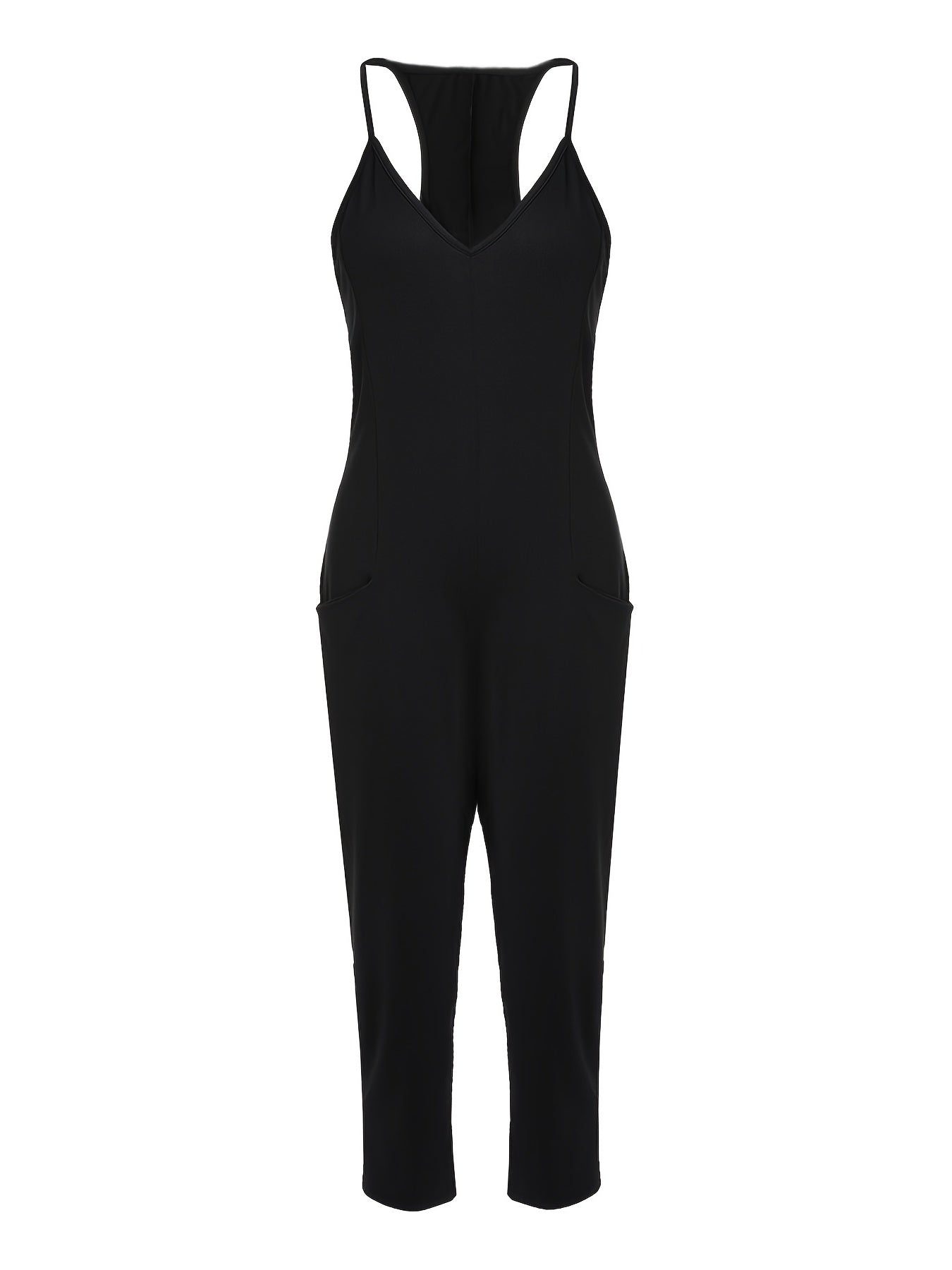 Sexy V Neck Slim Fit Cami Jumpsuit With Pockets