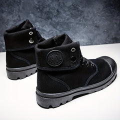 Men's Casual Solid Work Boots Lace Up Round Toe Non Slip Outdoor Comfortable