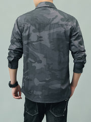 Men's Camo Pattern Button Up Long Sleeve Shirt