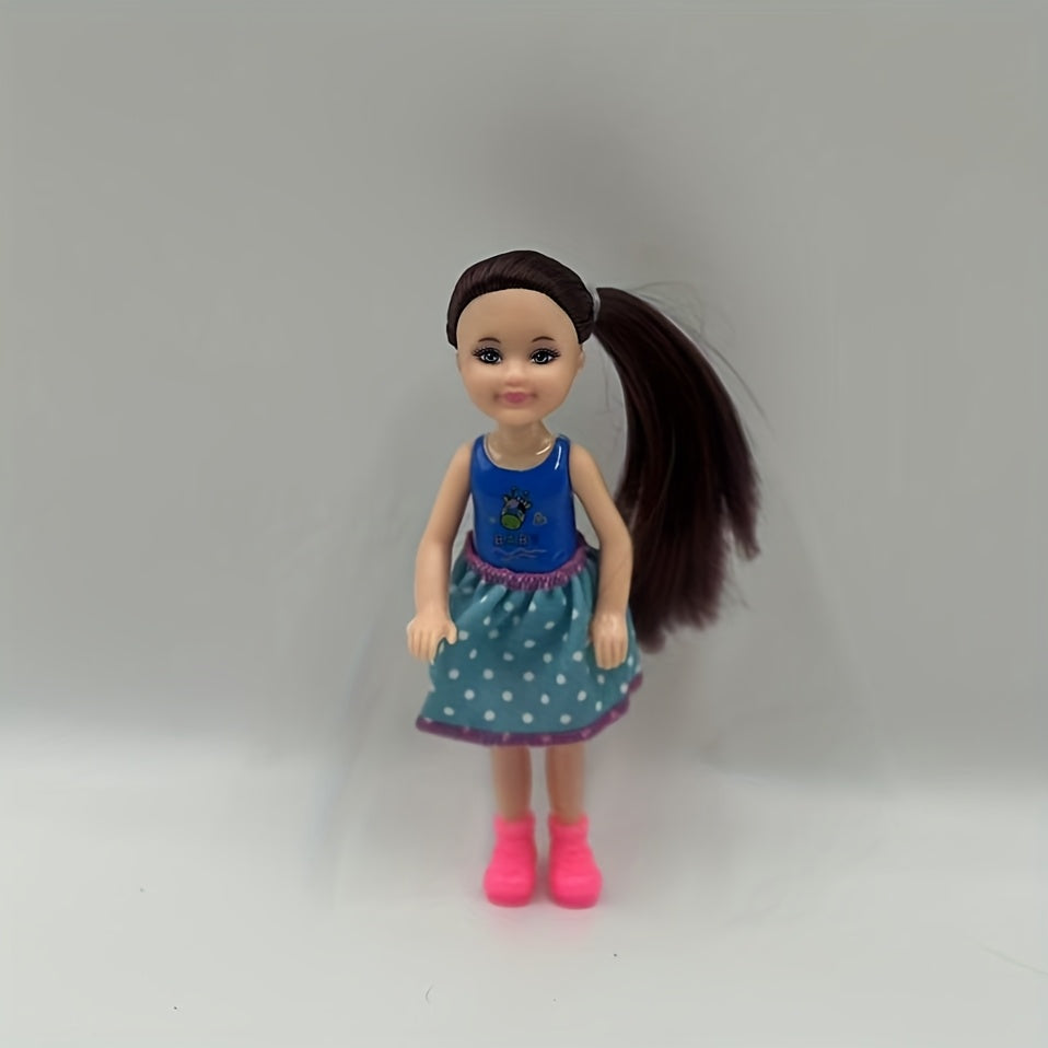 5 Mixed Color Dolls with Outfit Accessories Skirts Polka Dots F
