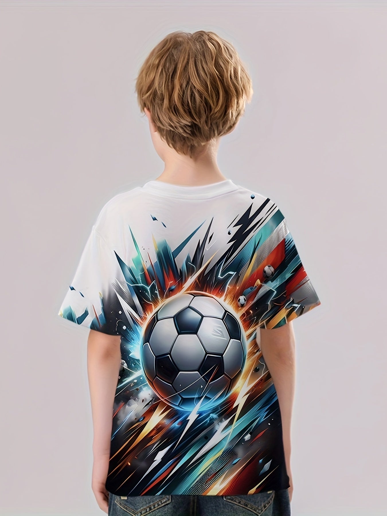 Football 3D Print Boy's Casual Tees Short Sleeve Crew Neck T-shirt