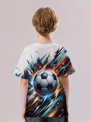 Football 3D Print Boy's Casual Tees Short Sleeve Crew Neck T-shirt