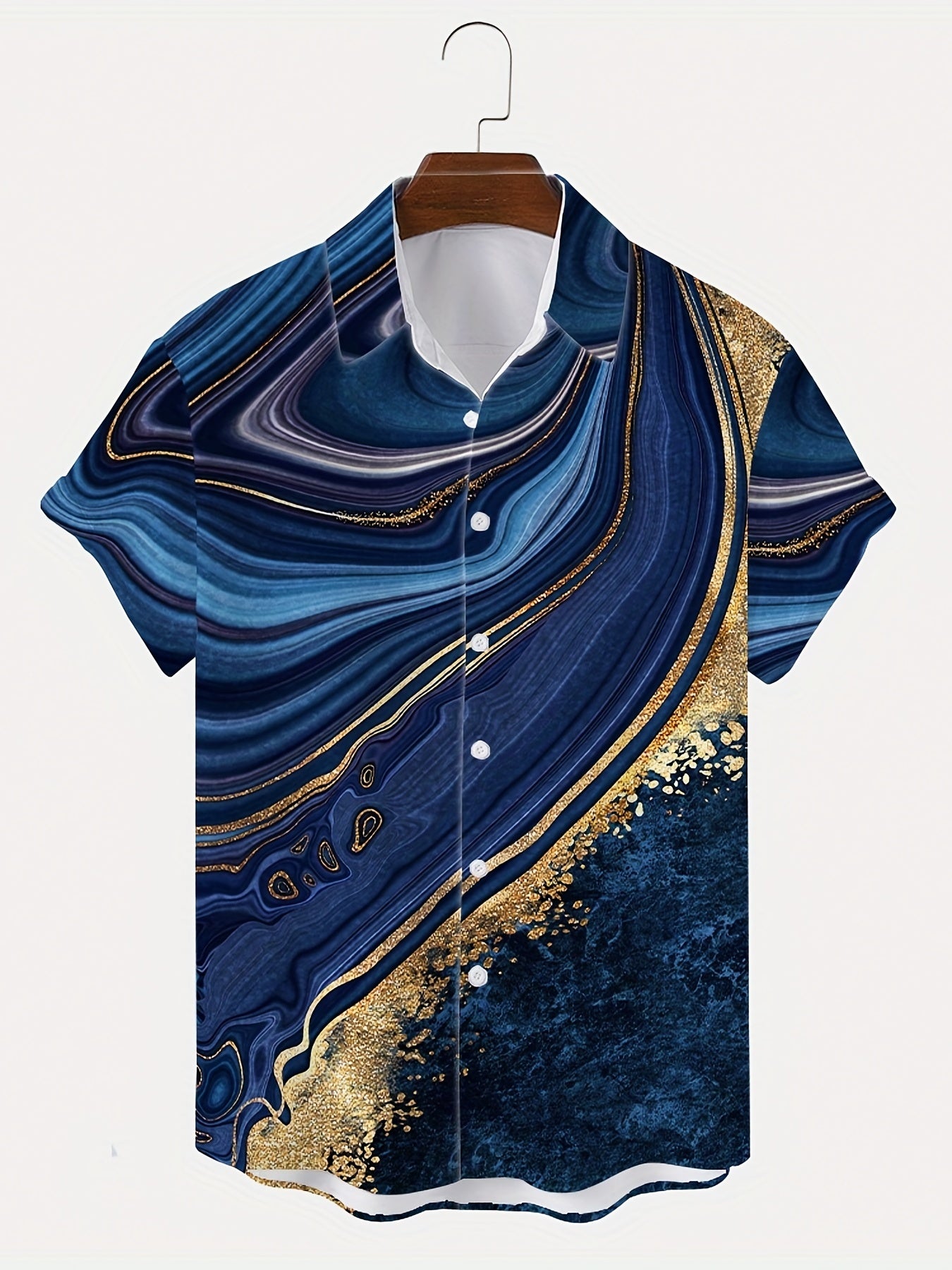 Abstract Print Men's Casual Short Sleeve Shirt for Summer Vacation