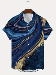 Abstract Print Men's Casual Short Sleeve Shirt for Summer Vacation