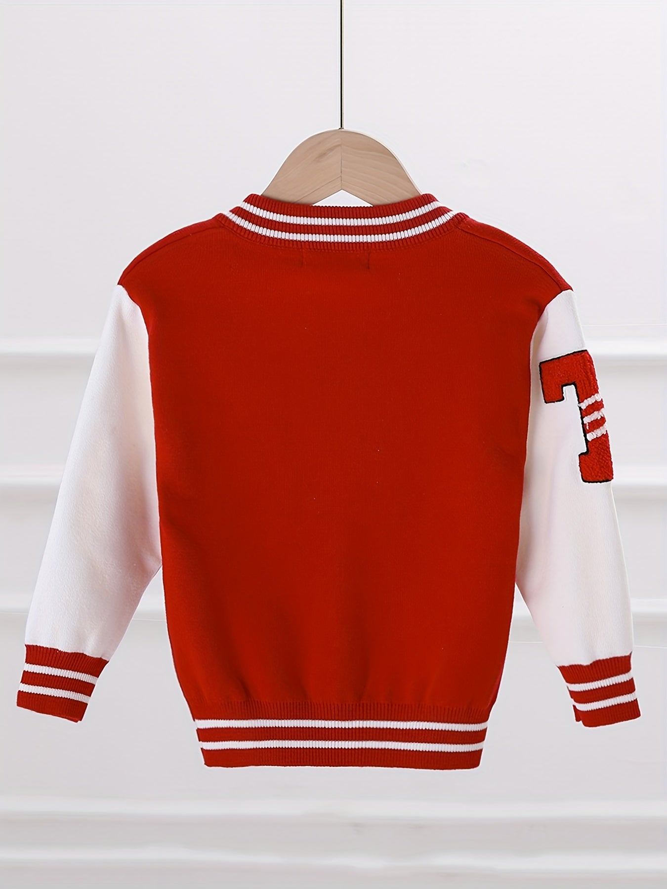 Girls' Block Embroidery Knitted Varsity Jacket