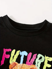 Colorful FUTURE Print 2pcs T shirt & Shorts Set Kids Clothes For Summer