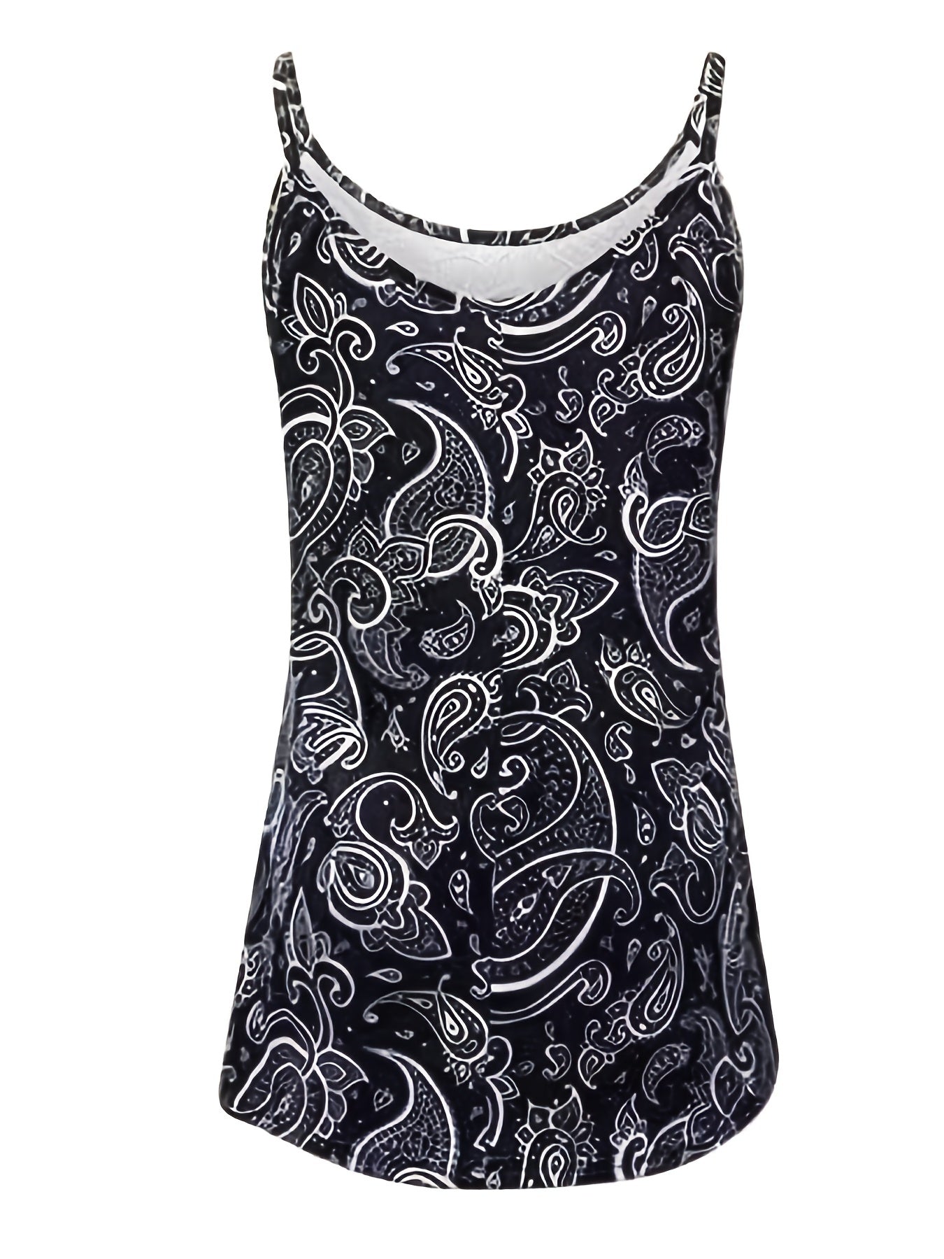 Paisley Print Cami Top Sleeveless Crew Neck Casual Top