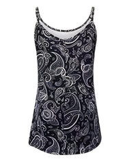 Paisley Print Cami Top Sleeveless Crew Neck Casual Top
