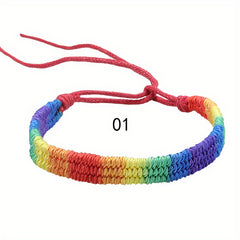 Bohemian Rainbow Hand Woven Bracelets Adjustable LGBT Pride Wristband