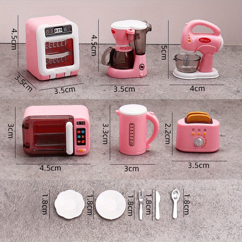 Pink Dollhouse Kitchen Set with Appliances & Accessories