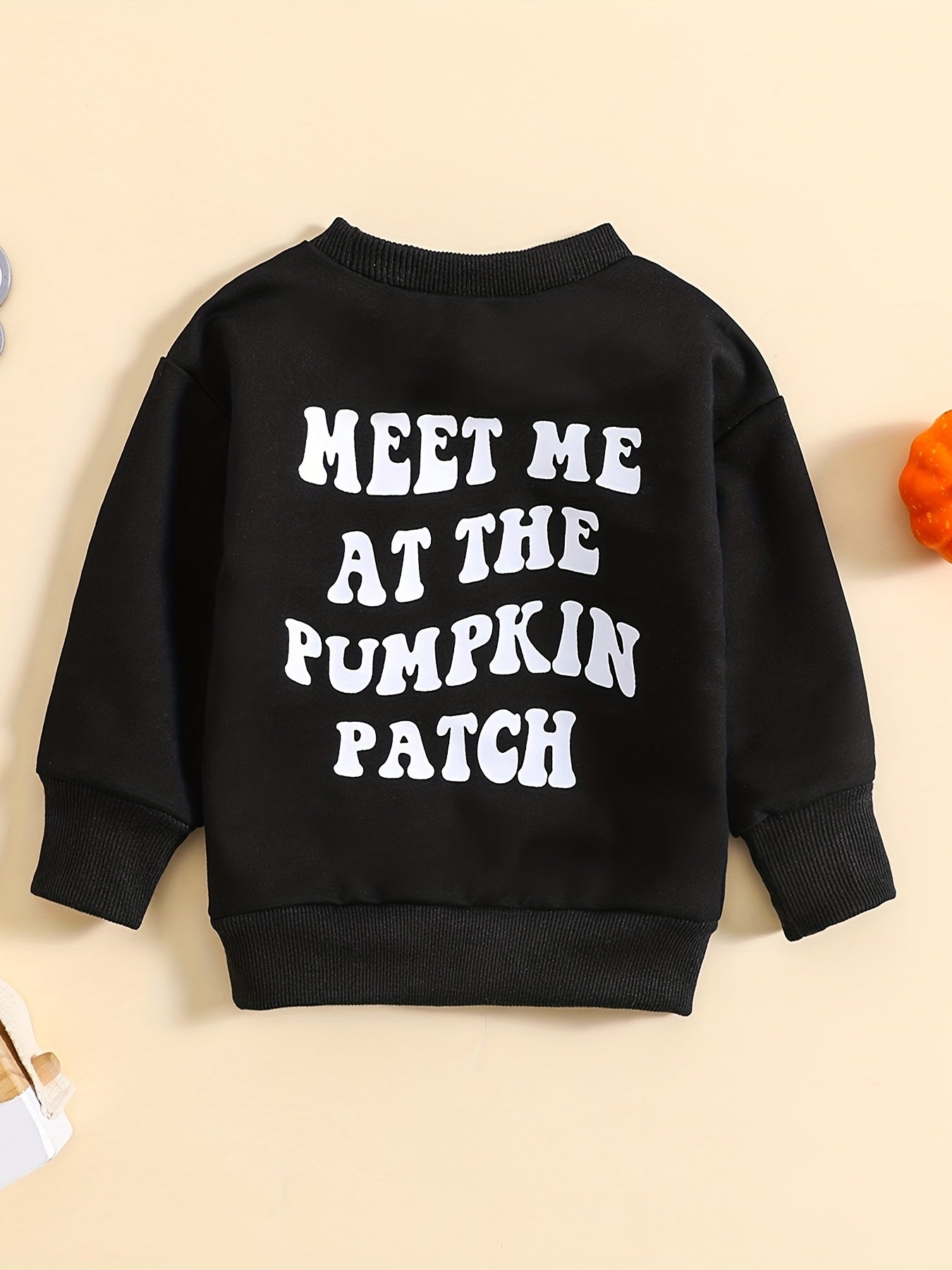 Baby Boys Pumpkin Letter Print Halloween Sweatshirt
