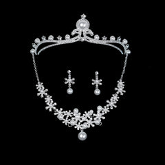 Bridal Rhinestone Jewelry Set: Crown, Hairpiece, Vine Neck