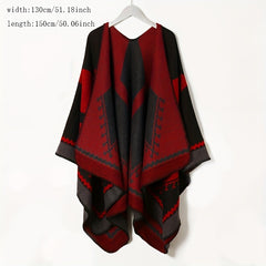 Vintage Jacquard Large Shawl Cashmere Cape Scarf Blanket Poncho