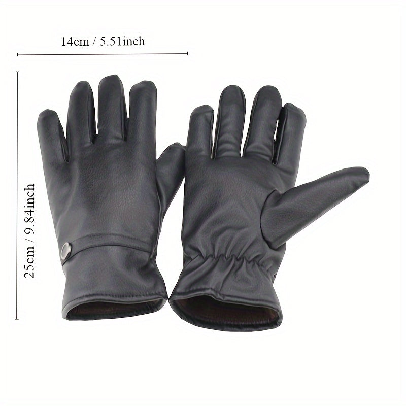 Winter Thickened Riding Gloves Warm Touch Screen Leather Gloves