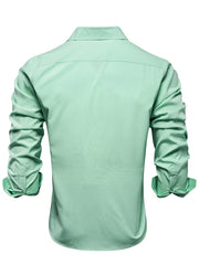 Men's Solid Casual Lapel Crew Shirt Long Sleeve Shirt