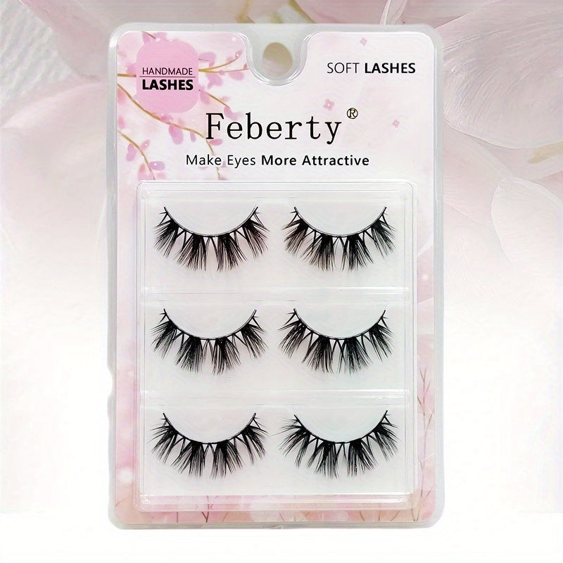 3D Faux Mink Lashes Soft Wispy Fluffy False Eyelashes Curly 3 Pairs