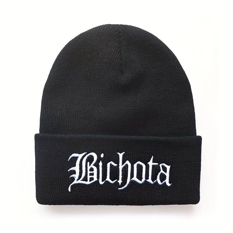 Men's BICHOTA Letter Embroidered Cold Hat Street All match Wool Beanie