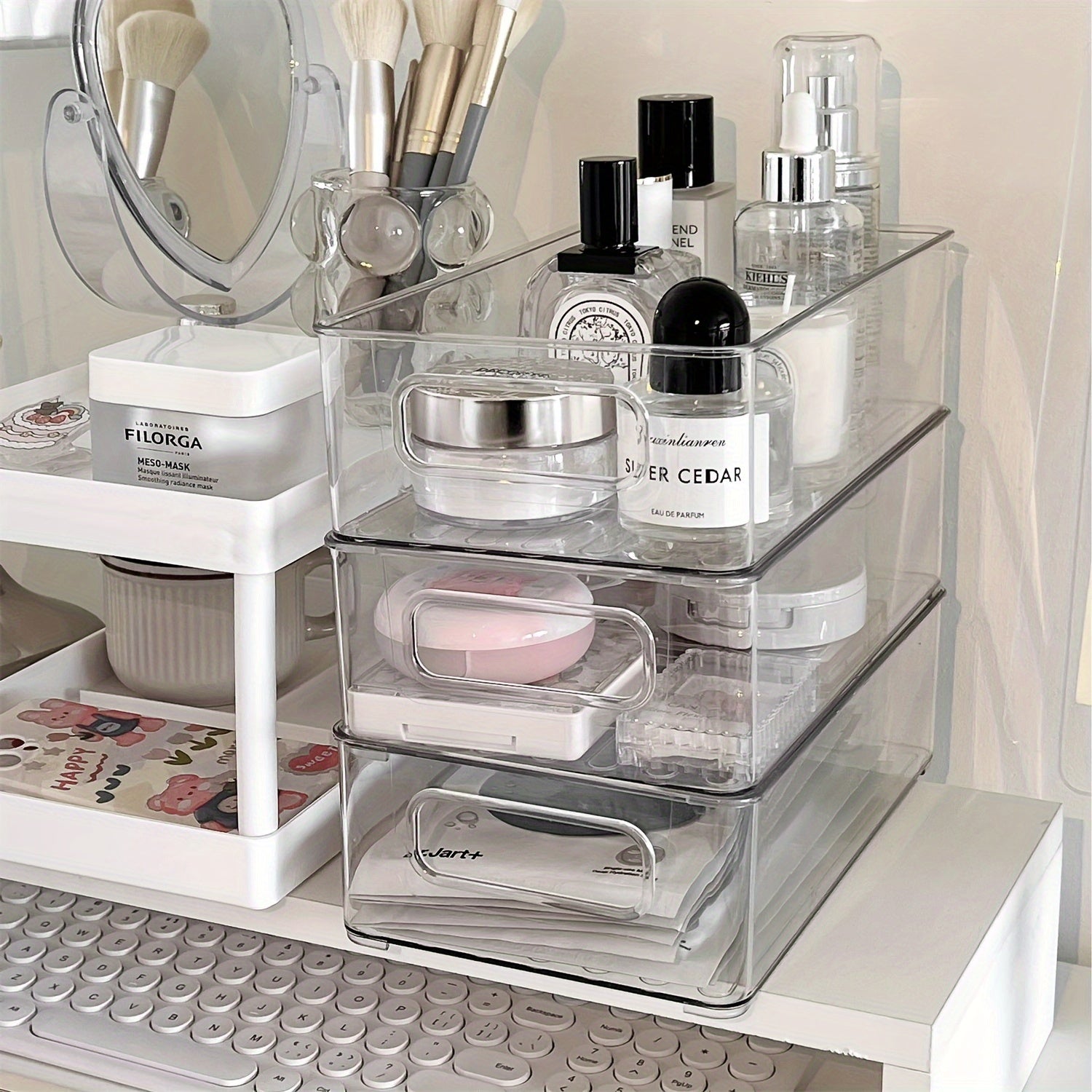 Desktop Storage Box Cosmetic Snack Transparent Basket Skin Care Products