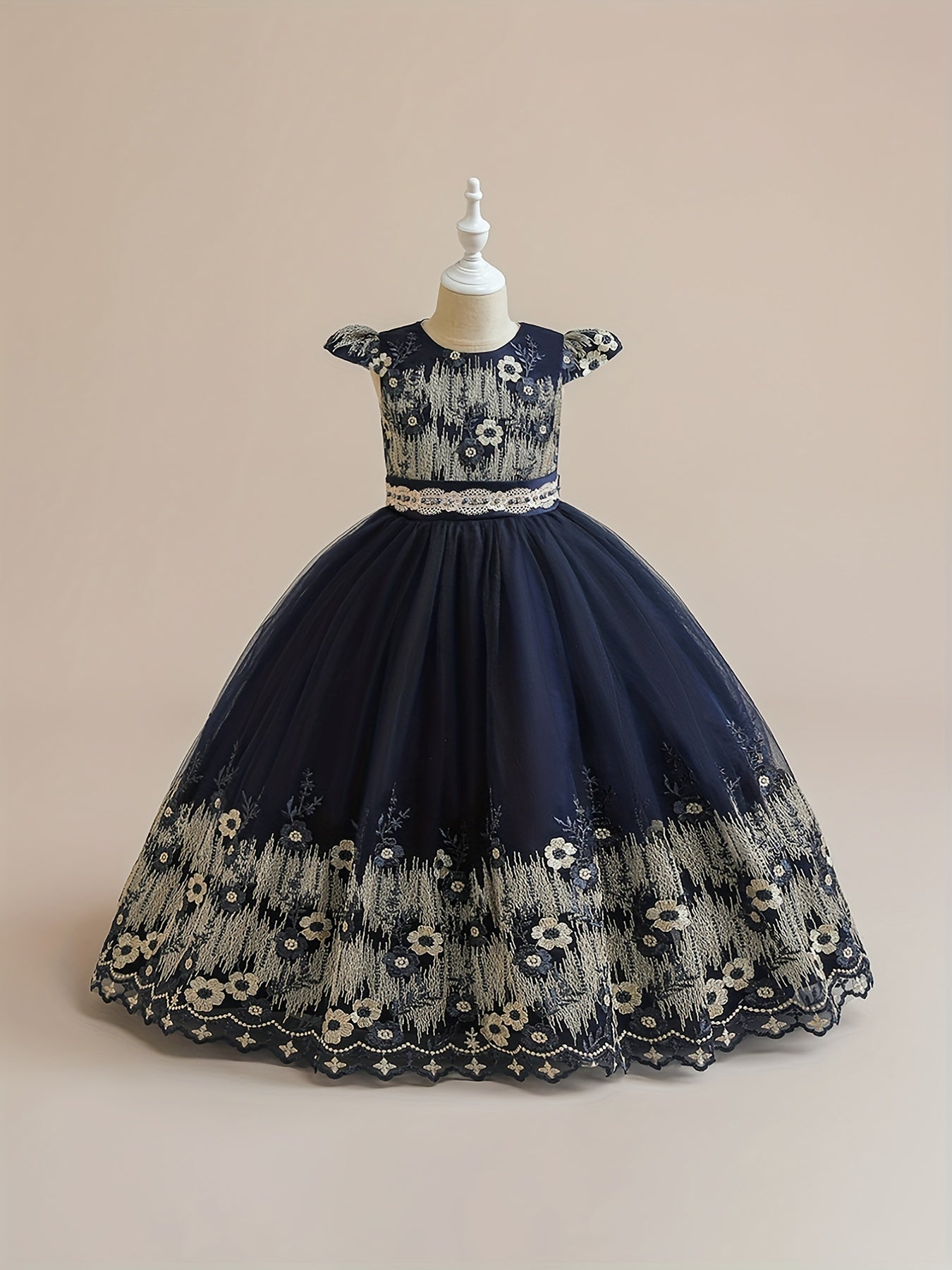 Girls Embroidered Fit and Flare Prom Dress for Party Show