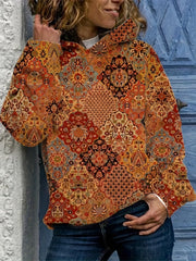 Allover Print Hoodie Casual Long Sleeve Hoodies for Women