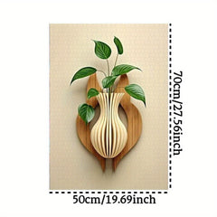 3D Vase Puzzle 1000pcs Wooden Texture & Green Leaves Challenge Adults