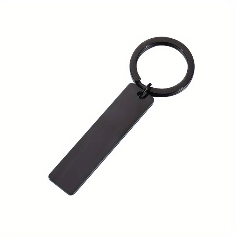 Engraved Words Name Date Steel Keychain for Men Women