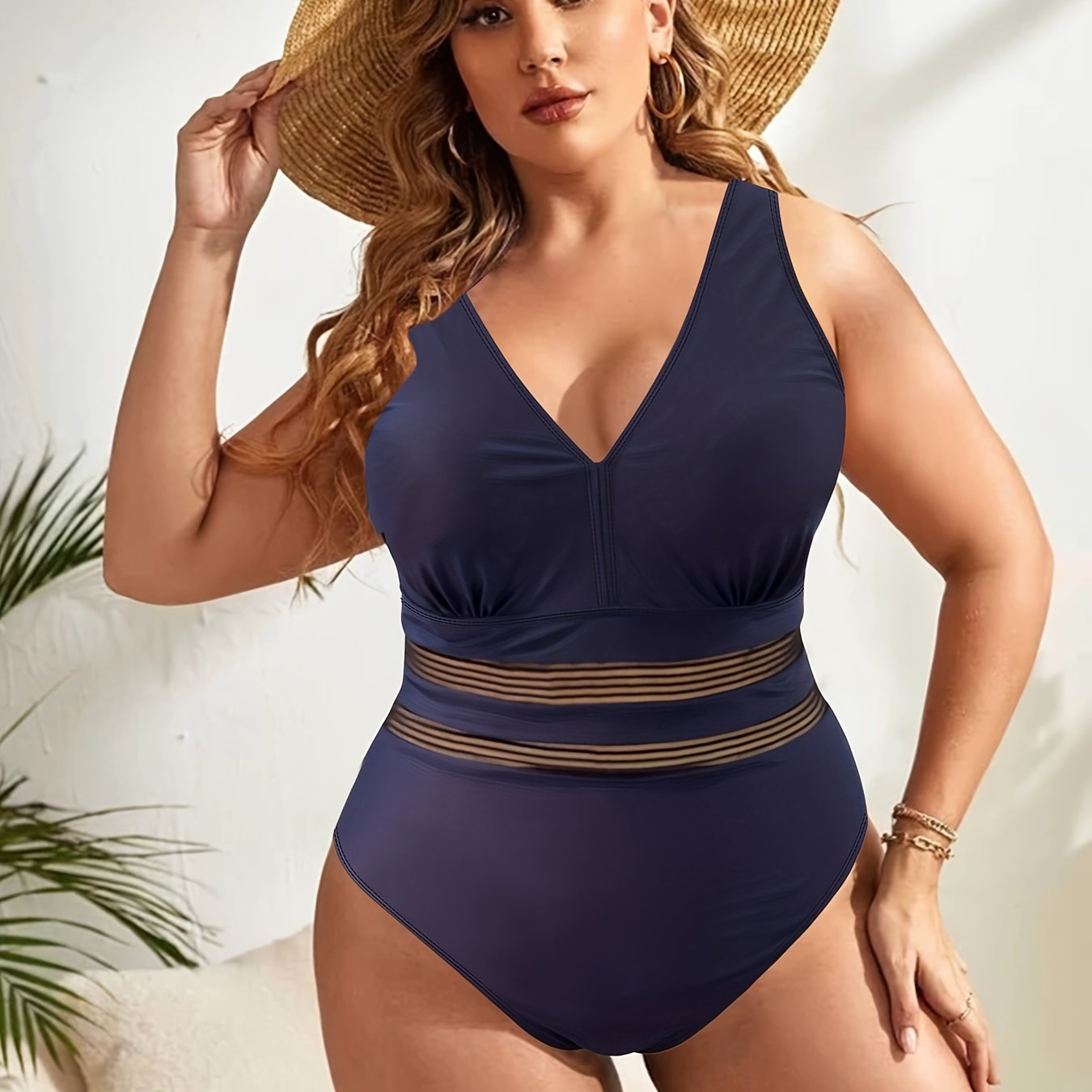 V Neck Backless Tummy Control One Piece Swimsuit