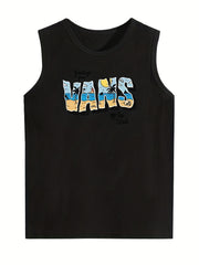 Boys Funny Letter Print Sport Tank Top for Kids