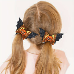 Kids Halloween Bat Wings & Pumpkin Head Hair Clips