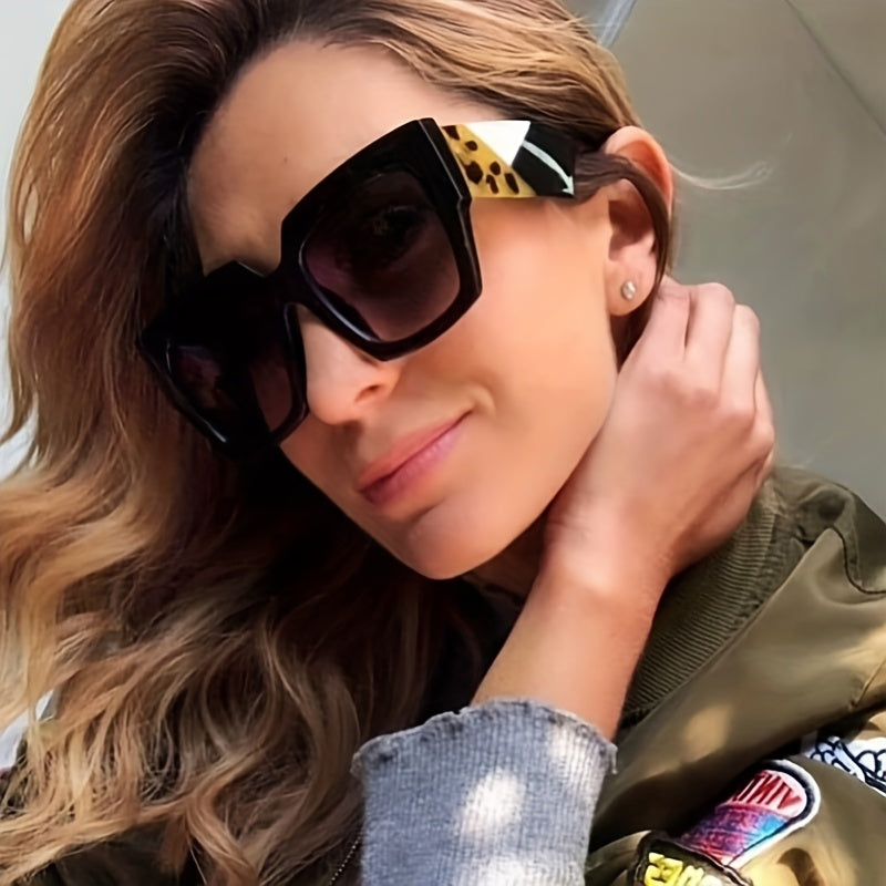 Y2K Oversized Square Sunglasses Retro Block Tortoiseshell UV400 Shades