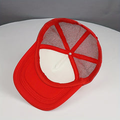 Red Cock Patch Trucker Hat Animal Pattern Mesh Baseball Cap Adjustable