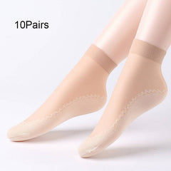 10 Pairs Lace Mesh Socks Lightweight Anti-snag Short Socks Women's Stockings